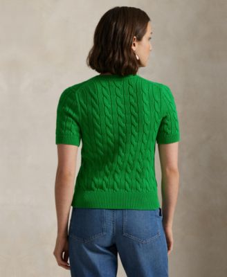Polo Ralph Lauren Women's Cable-Knit Cotton Short-Sleeve