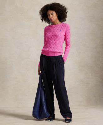 Women's Cable Wool-Cashmere Crew Neck Sweater