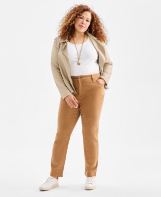Plus Size High-Rise Straight-Leg Pants, Exclusively at Macy's