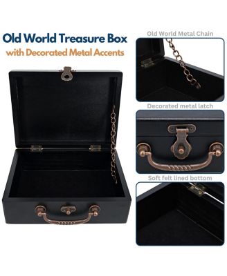 Wooden Keepsake Stash Box with Old World Handle - Black Stain