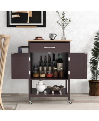 Rolling Kitchen Island Cart with Drawer and Towel Rack