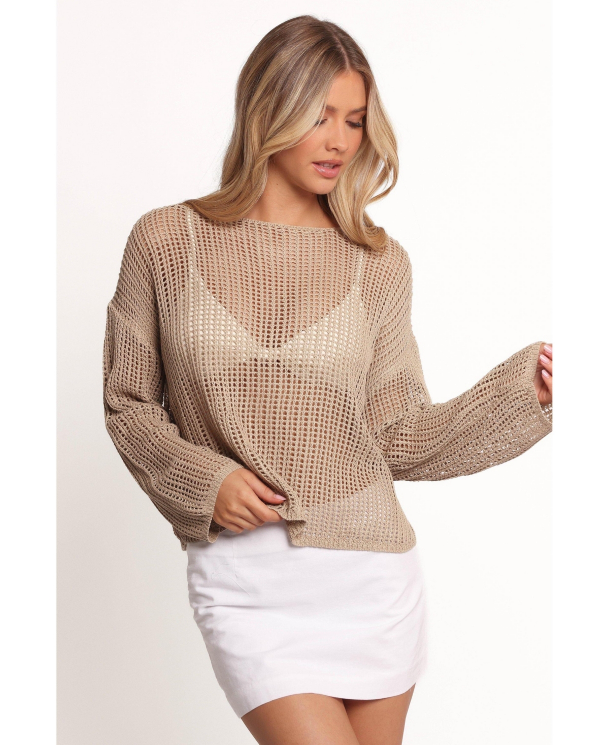 Women's Desiree Open Weave Knit Sweater - Beige