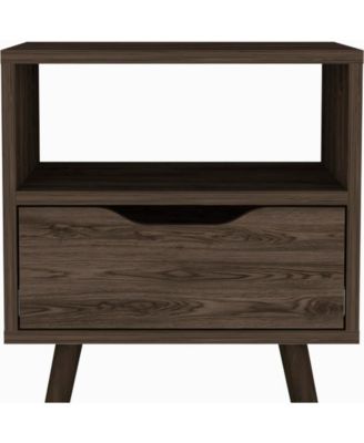 One Drawer Faux Wood Nightstand For Bedside Organization