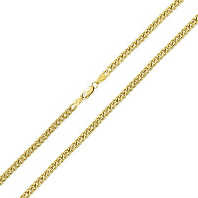 Fine Solid Yellow 10K Gold Strong Rolo Link Cable Cuban Chain Necklace 3.5MM for Women Men Unisex Lobster Claw Clasp 16,18,20,22,24 Inch