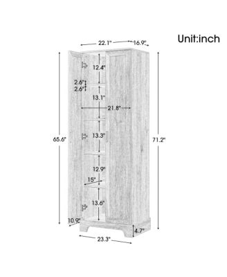CASAINC MDF Adjustable Shelf with 2 Doors 71.2"H Storage Cabinet