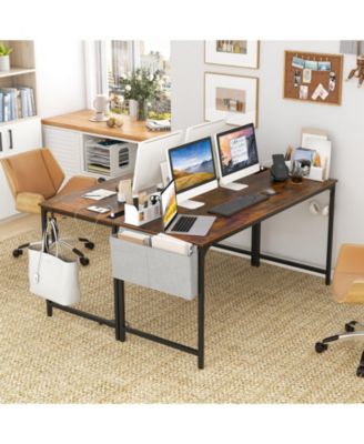 60 Inch Computer Desk with Charging Station Storage Bag