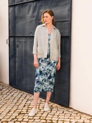 Women's Linen Blend Midi Dress