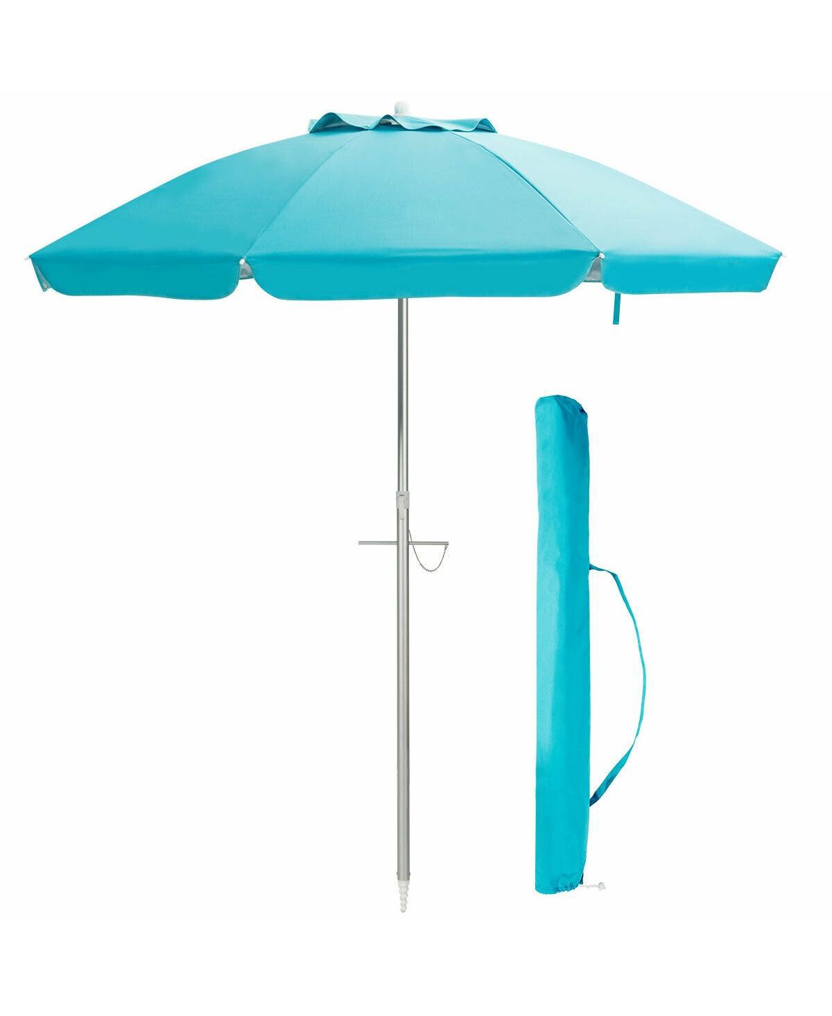 6.5 Feet Beach Umbrella with Carry Bag without Weight Base - Blue
