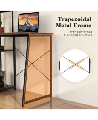 Computer Desk with Shelves and 3-Tier Storage Bookshelf