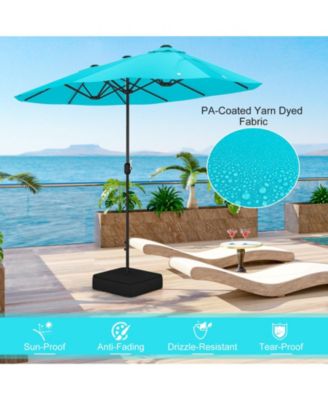 13 Feet Double-Sided Patio Twin Table Umbrella with Crank Handle