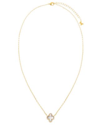 Pave Outlined Four Leaf Clover Necklace