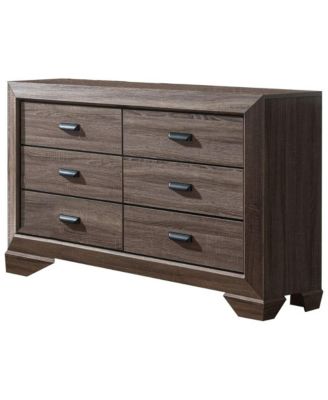 Kerry Wood 6-Drawer Dresser with Mirror, Brown