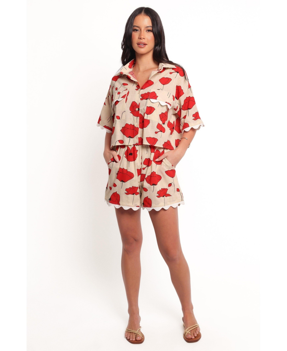 Women's Sallio Short Set - Red beige poppy