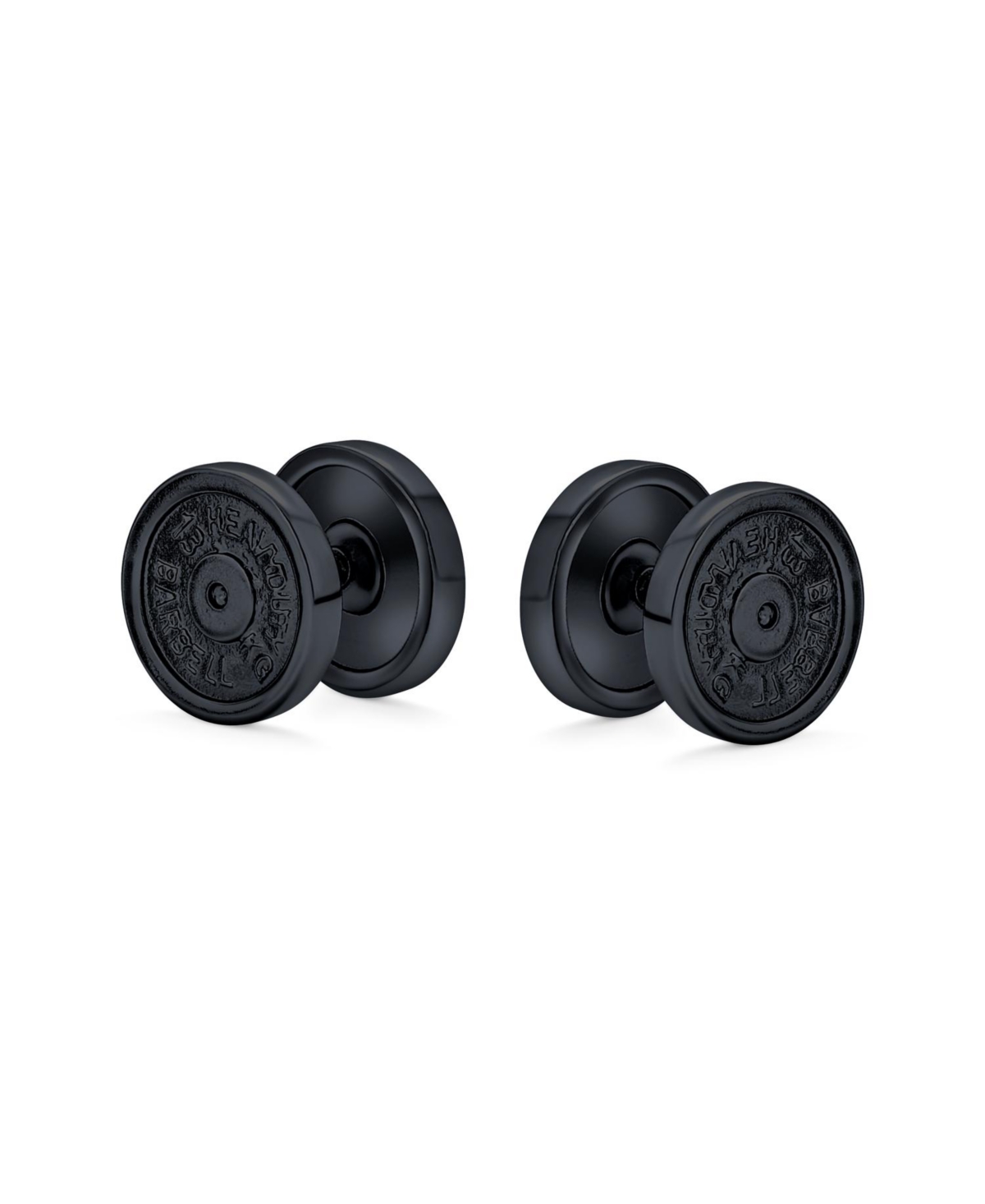 Dumbbell Black Ear Plug Earrings for Men 316L Steel 16G 12MM - Black b