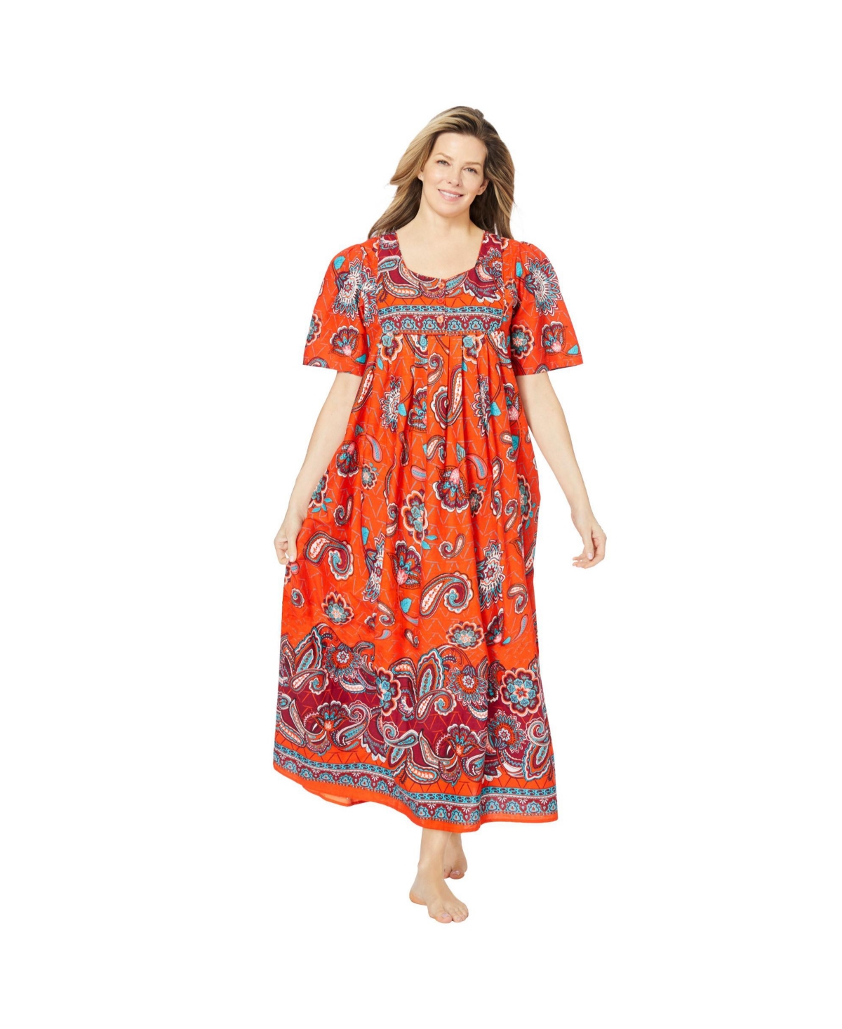 Plus Size Only Necessities Bib Front Lounger - Classic red print