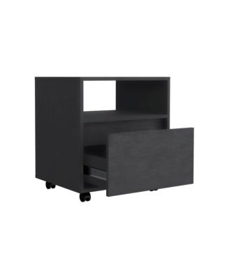 One Drawer Faux Wood Nightstand for Bedroom Storage and Bedside Table