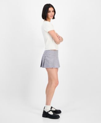 Juniors' Plaid Pleated Mini Skort