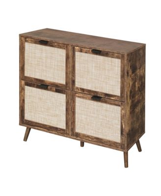 4 Door Shoe Rack, Freestanding Modern Shoe Storage Cabinet, for Entryway