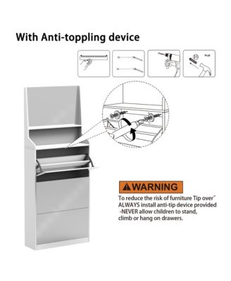 Streamdale 3-Mirror White Shoe Cabinet for Entryway