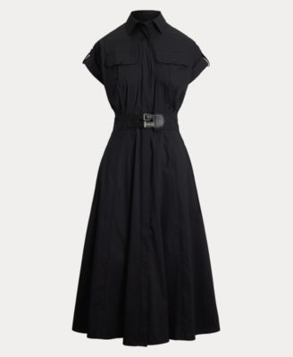 Women's Buckle-Trim Cotton-Blend Shirtdress