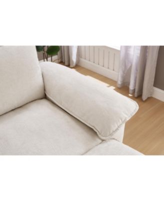 51" Beige Chenille Chaise Lounge with Ottoman & Storage