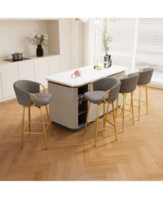 30" Swivel Velvet Bar Stools Set of 4