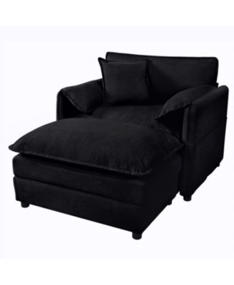 Oversized Upholstered Reclining Chair with Ottoman