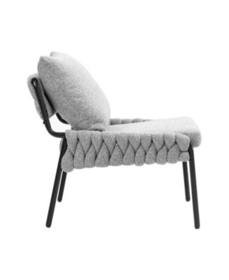 Single Braided Upholstered Lounge Chair with Metal Frame