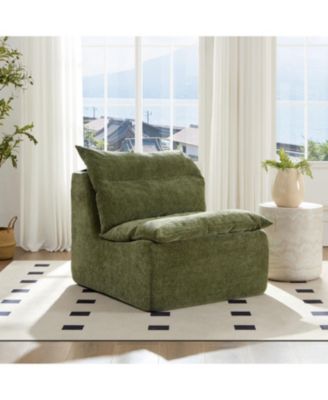 Armless Floor Chair: Single Sofa Lounger with Backrest (GREEN)