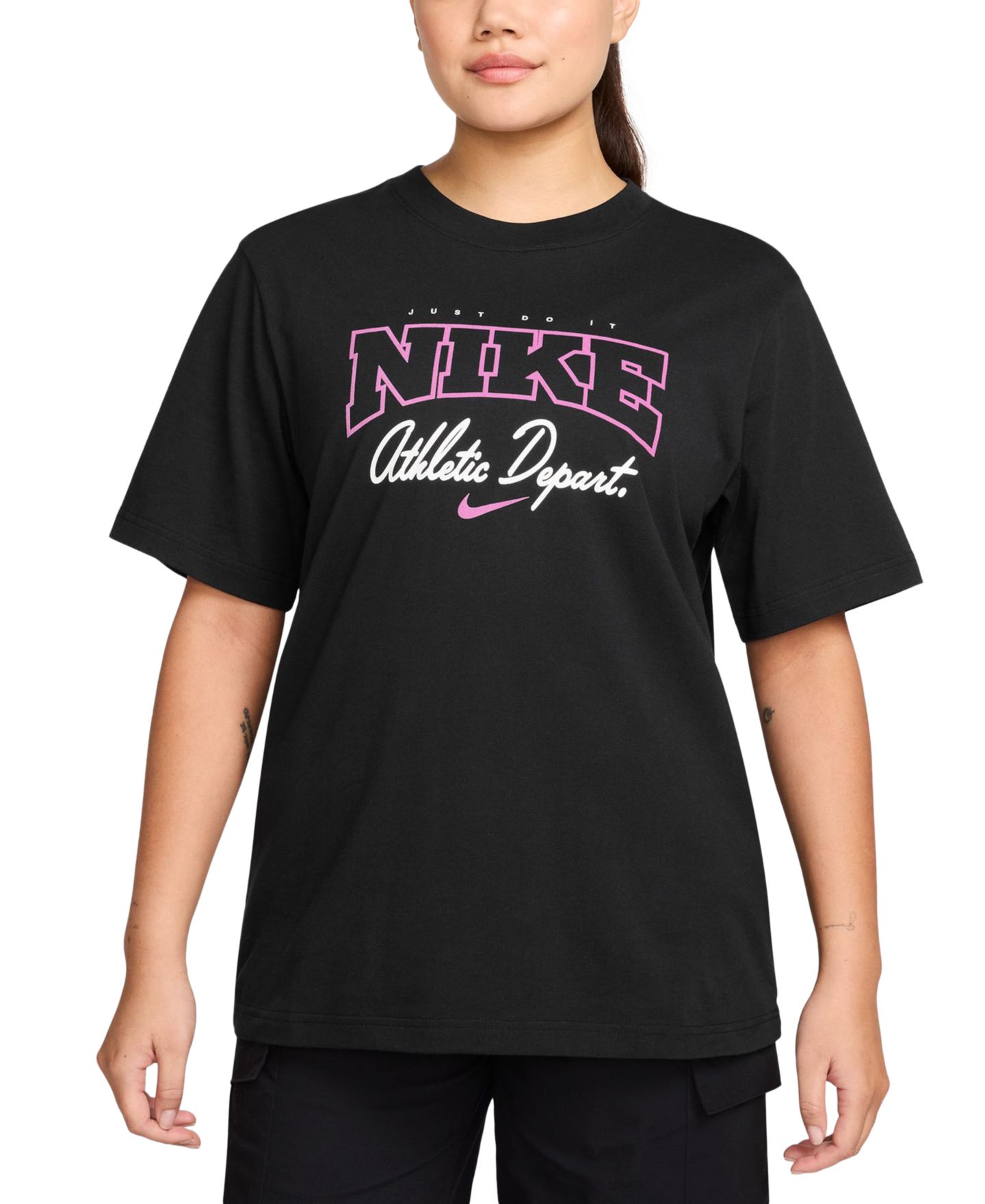 Женская футболка Nike Sportswear Cotton Logo Short-Sleeve T-Shirt, цвет: Чёрный — фото 1