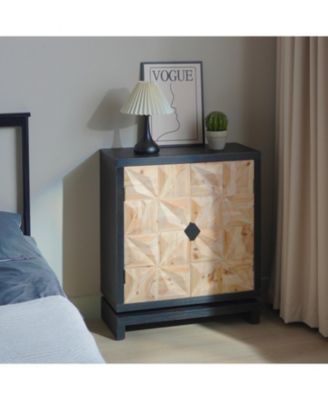 3D Geometric Carved wood Double-Door Cabinet