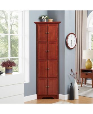 Corner Pantry 4-Tier, 8 Doors, Adjustable Shelves Storage Cabinet