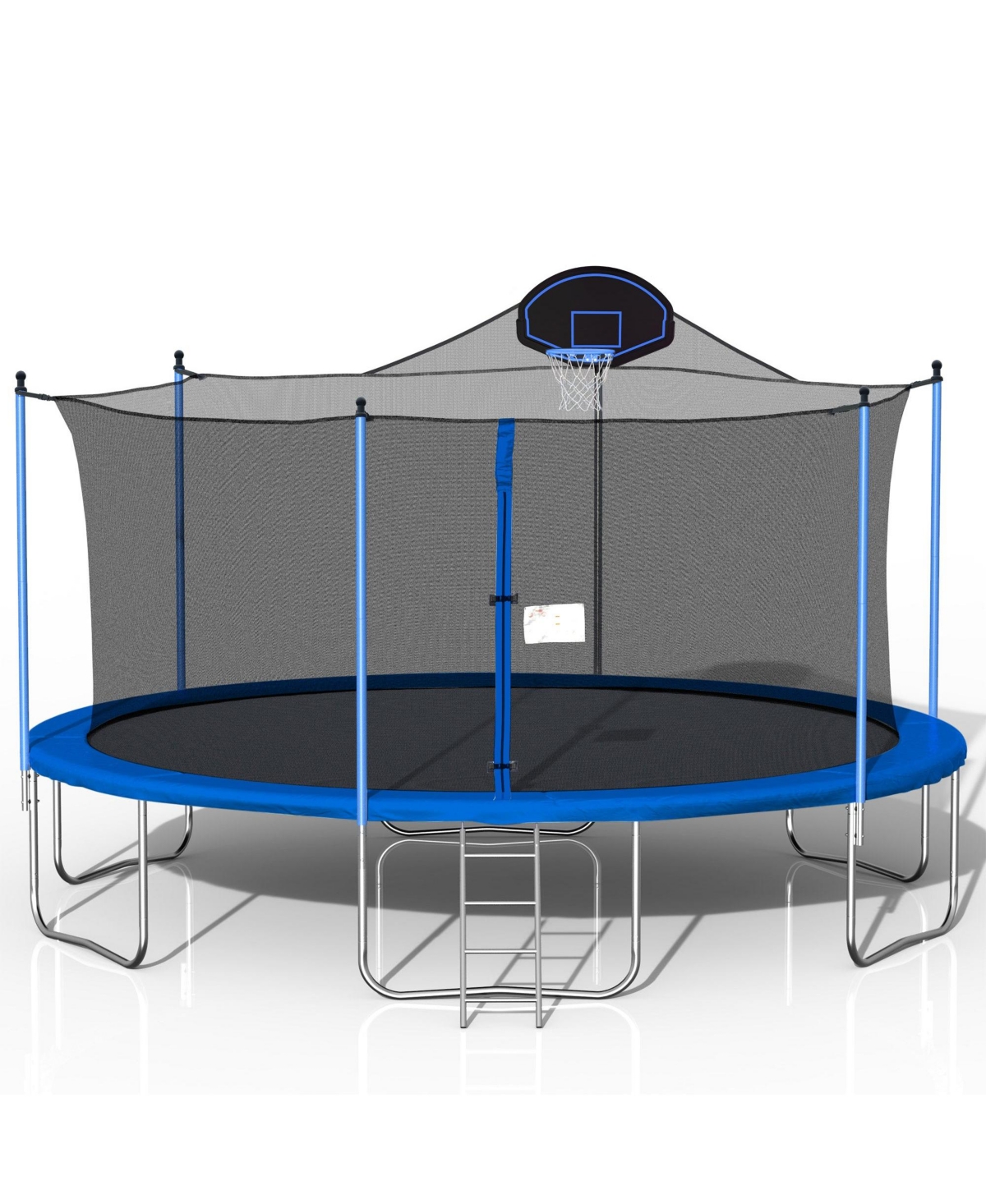 16FT Trampoline for Adults & Kids with Basketball Hoop, Outdoor Trampolines w/Ladder and Safety Enclosure Net for Kids and Adults