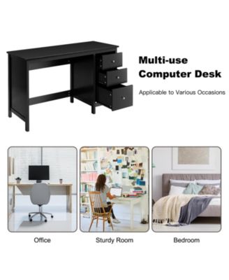 3-Drawer Home Office Study Computer Desk with Spacious Desktop