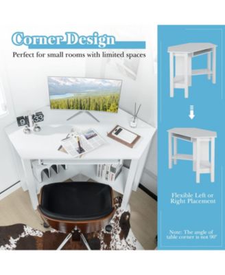 Wooden Study Computer Corner Desk with Keyboard Tray