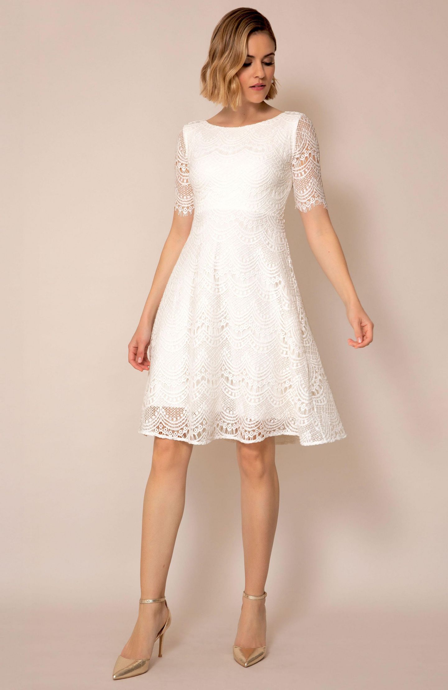 Женское платье Alie Street London Evie 3/4 Sleeve Knee Length Lace, цвет: Слоновая кость — фото 7