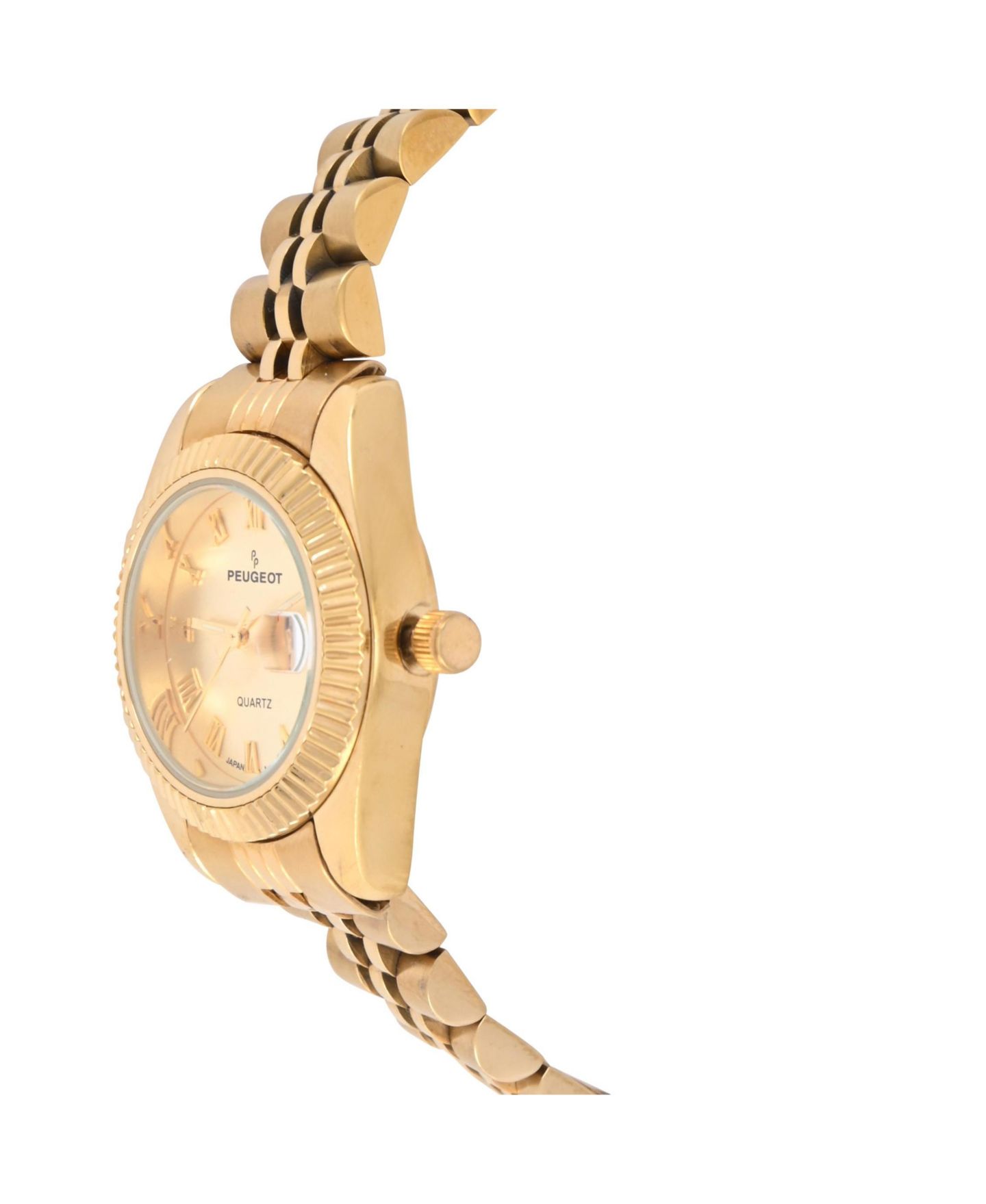 Женские часы Peugeot Gold-Tone 25mm Fluted Bezel Steel Bracelet Watch with Gold Dial, цвет: Золотой — фото 3