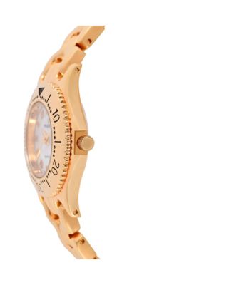 Womens Round 25mm 14K Gold Plated Wrist Watch- Mother of Pearl Dial