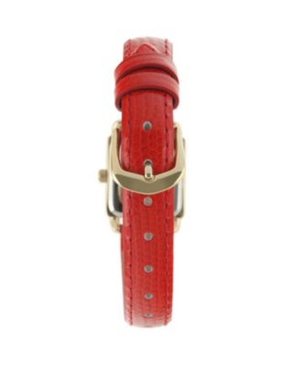 Women's 20mm Square Watch with Glossy Red Leather Strap