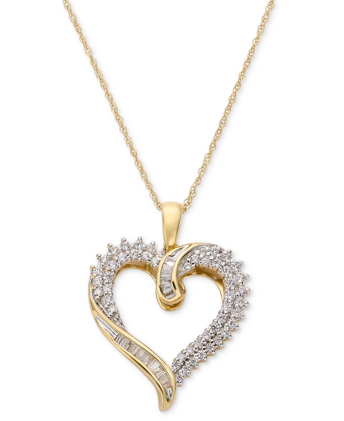 Macy's Diamond Twist Heart 18" Pendant Necklace (1/2 Ct. T.w.) In 14k White Gold Or 14k Yellow Gold, 18" +  In Gold