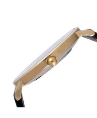 Men's White Dial Super Slim Watch with Black Leather Band