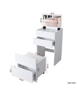 Vanity Desk Set with Mirror & Drawers