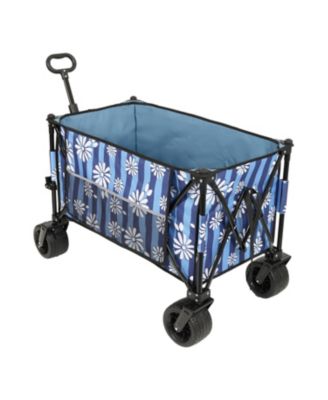 Heavy-Duty Folding Wagon Cart w/ Picnic Mat - Blue