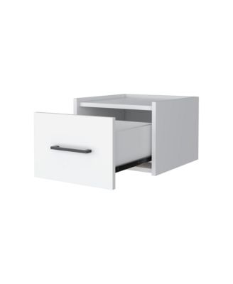 Floating Nightstand with One Drawer in Faux Wood – Space-Saving Storage Solution