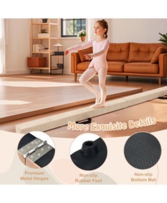 Folding Balance Beam with Solid Wood Base and Anti-slip Bottom