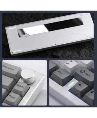 AL68 Wireless Mechanical Keyboard,Full Aluminum CNC,60% Layout with Knob, QMK/VIA Software,Gasket Mounted,Hot Swappable,RGB Backlit,BT/2.4G/USB-C for Mac/Win(Milk V2 Linear)