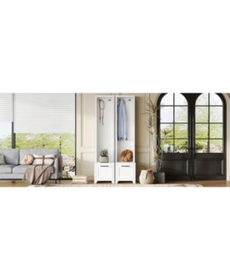 Hall Tree Set of 2 - Entryway Coat Rack & Bench