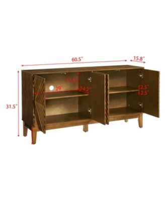 Walnut Farmhouse Buffet Cabinet - 60.5" Sideboard