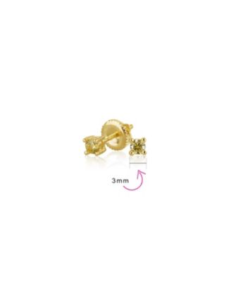 Minimalist Tiny .25CT Solitaire Cubic Zirconia Stud Earrings Gold Plated Sterling Silver Screw back