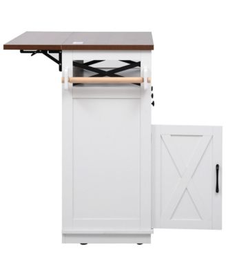 Farmhouse Kitchen Island Cart with Drop Leaf & Wheels